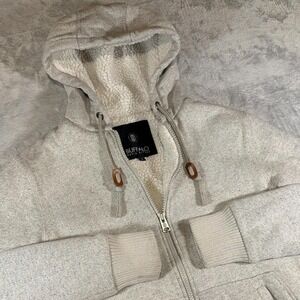 Y2K Vintage Buffalo David Bitton Sherpa Hoodie | Light Gray | Medium